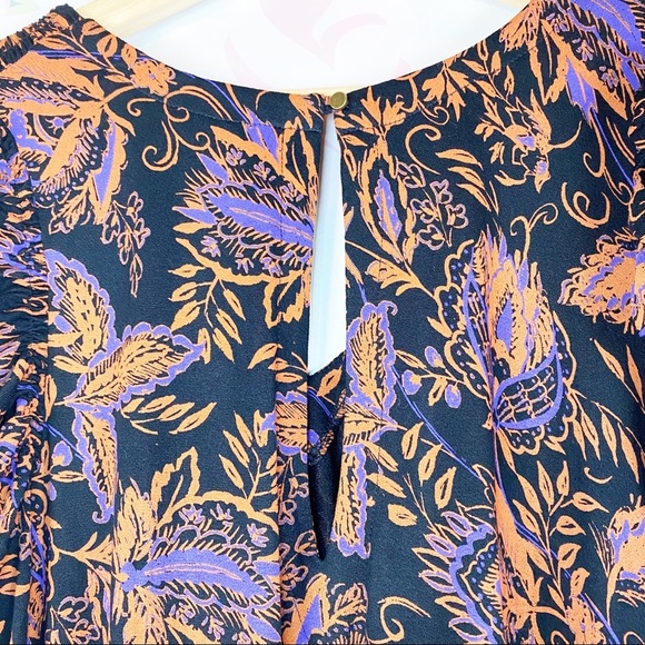 NEW Free People Floral Hello Lover Ruched Tunic V Neck Top S - Picture 8 of 11